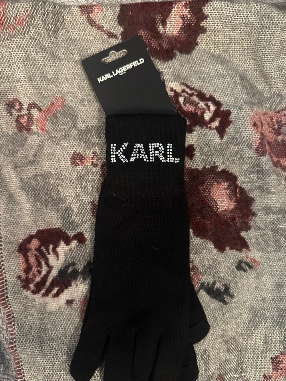 Karl Lagerfeld Black Gloves with Crystals Smoke free home